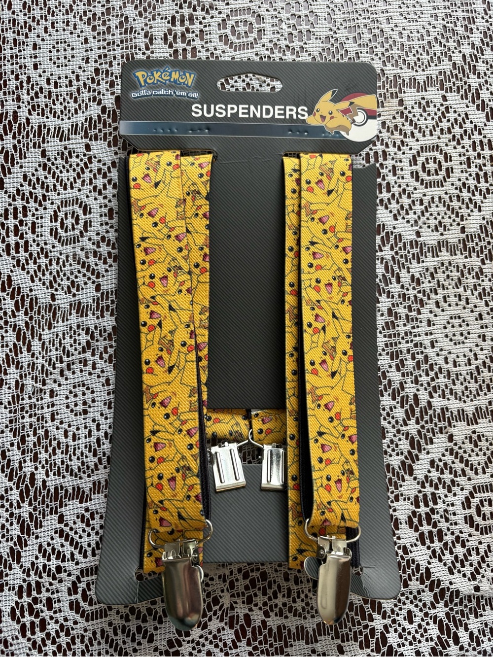 Pokemon Pikachu Suspenders Yellow Adjustable Clip-On Buckle Down NEW
